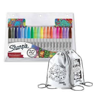 Sharpie Fine 20 värvi komplekt koos värvikotiga