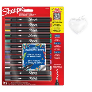 Sharpie akrüülmarkerite komplekt 12 värvi koos värvimisüdamega Sharpie akrüülmarkerite komplekt 12 värvi koos värvimisüdamega