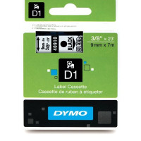 DYMO D1 lint 9mm x7m / must läbipaistval peal (40910 / S0720670)